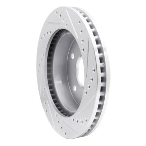 Dodge Ram 1500 Pickup Brake Rotor (1) - Front Left - R1 Concepts - Drilled & Slotted - Silver - `00-`02